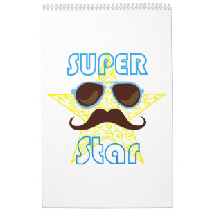 Calendrier Super Star avec lunettes de soleil et moustache