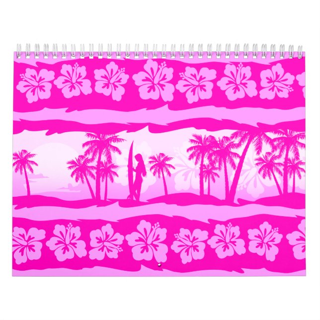 Calendrier Surfer fille avec palme (Protection)