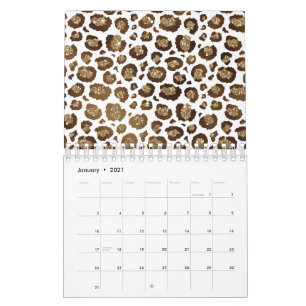Calendrier Taches de léopard Animaux sauvages Safari paillett