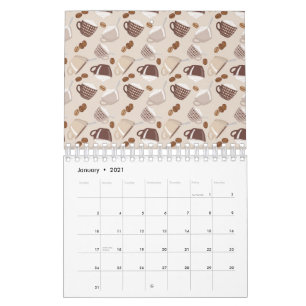 Calendrier Tasses Café Brun Grains Amoureux Café Boisson