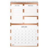 Tendance Rose Gold Stripes Annuel Mois Planner