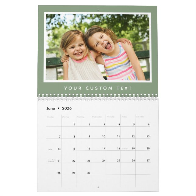 Calendrier Texte photo personnalisé de la famille 2026 minima (Jun 2026)