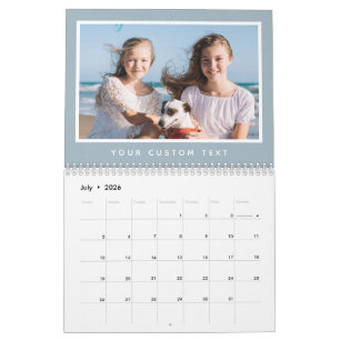 Calendrier Texte photo personnalisé de la famille 2026 minima