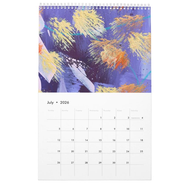 Calendrier The New 2026 Brushstrokes Single Page Calendar (Jul 2026)