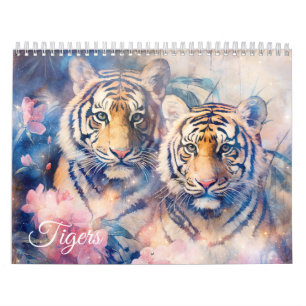 Calendrier Tigres Fantastiques dans un Style Abstrait