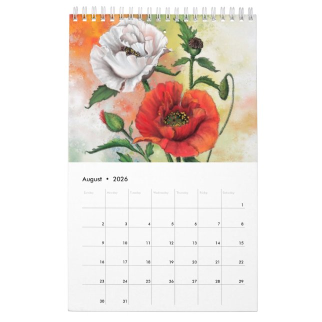 Calendrier Top 12 Plus Belles Fleurs Peinture Art (Aug 2026)