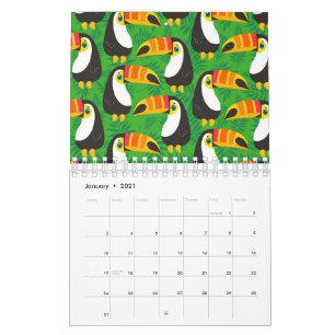 Calendrier Toucan Oiseau Bec Feuilles Vertes Animaux Tropicau