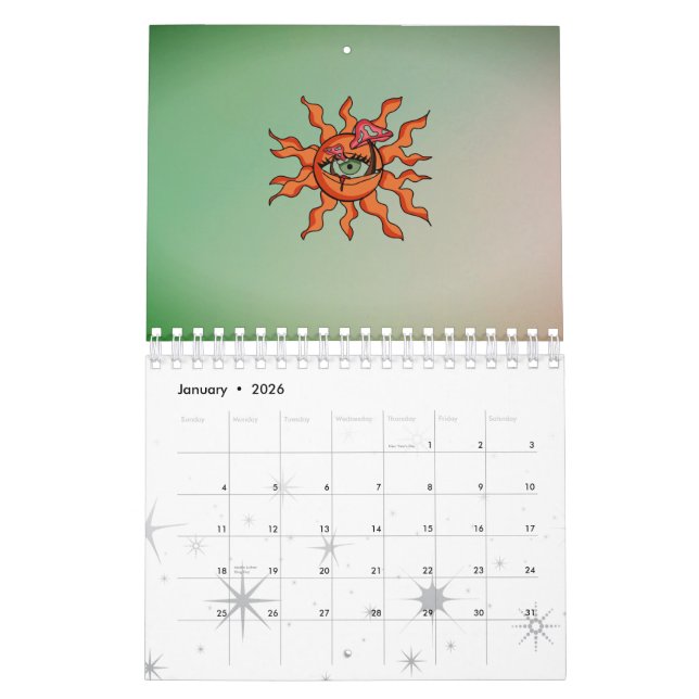 Calendrier Tous les rayons de champignons du soleil (Jan 2026)