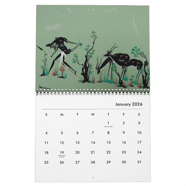 Calendrier tribal africain d'art (Jan 2026)