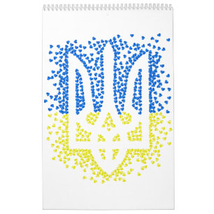 Calendrier Trident de l'emblème ukrainien tryzub dispersant l