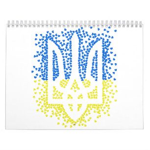 Calendrier Trident de l'emblème ukrainien tryzub dispersant l