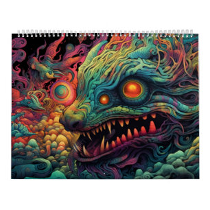 Calendrier Trippy créature avec motif psychédélique