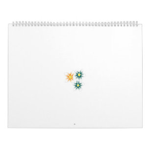 Calendrier trois fleurs aux pétales verts et oranges