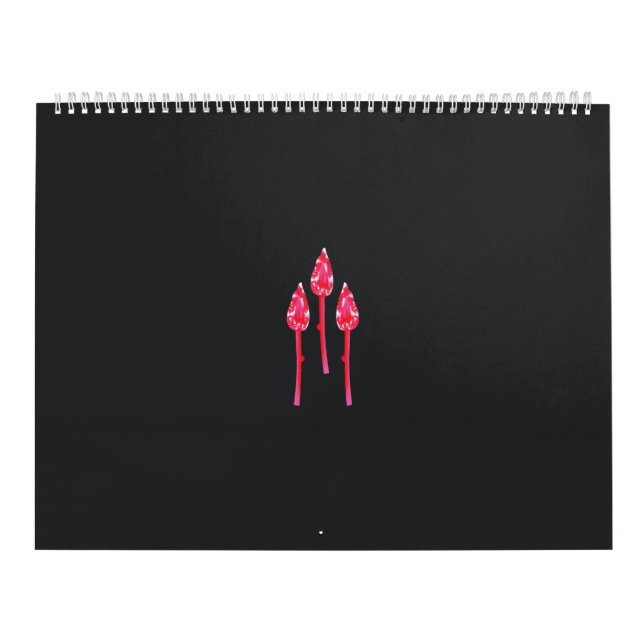 Calendrier Trois fleurs roses avec un arrière - plan noir (Protection)