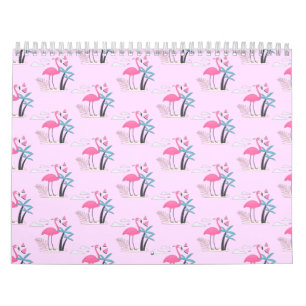Calendrier Tropical Cute drôle d'aquarelle flamingo