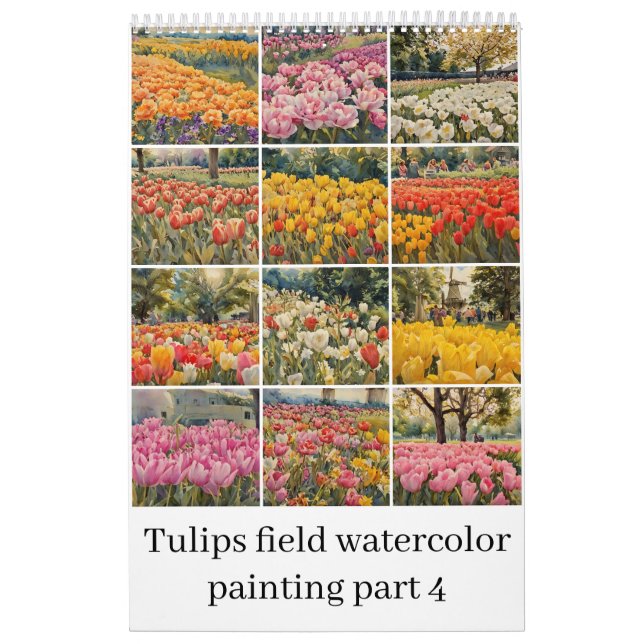 Calendrier Tulipes champ aquarelle peinture 4 (Protection)