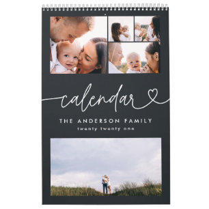 Calendrier Typographie de script girly moderne minimaliste mu