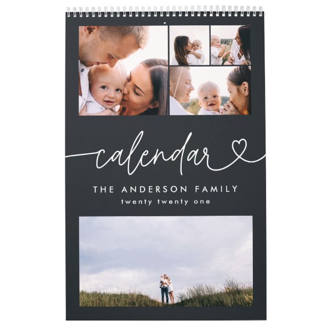 Calendrier Typographie de script girly moderne minimaliste mu (Protection)