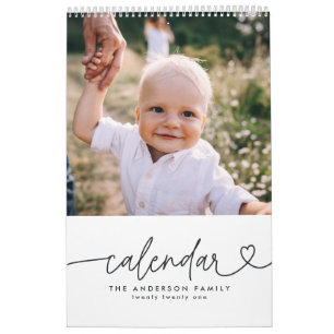 Calendrier Typographie de script girly moderne minimum multi 