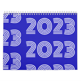 Calendrier Typographie graphique moderne Bleu Blanc