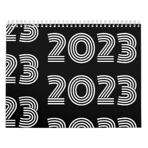 Calendrier Typographie graphique moderne noir et blanc