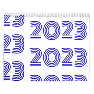 Calendrier Typographie moderne Bleu Blanc