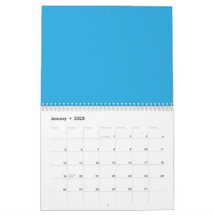 Calendrier un arrière - plan bleu avec un chat noir et blanc