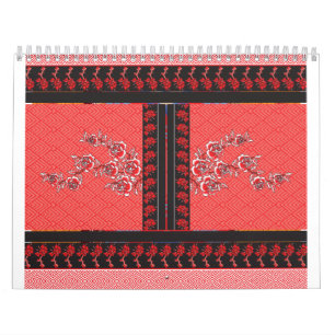 Calendrier un design de papier peint rouge et noir