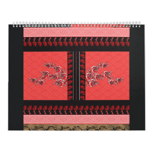 Calendrier un design de papier peint rouge et noir