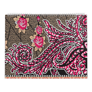 Calendrier un design d'un motif paisley rose et marron