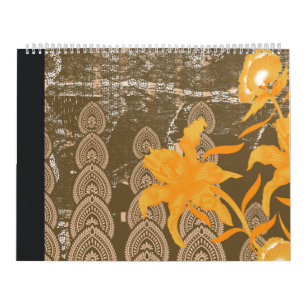 Calendrier un dessin d'un tableau aux fleurs jaunes