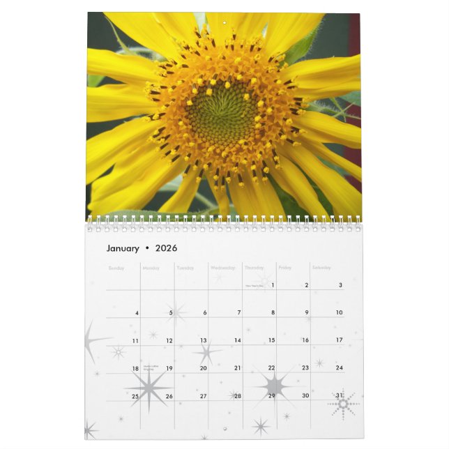 Calendrier Un illustré de fleur (Jan 2026)