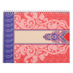 Calendrier Un motif cachemire complexe avec un rouge vif