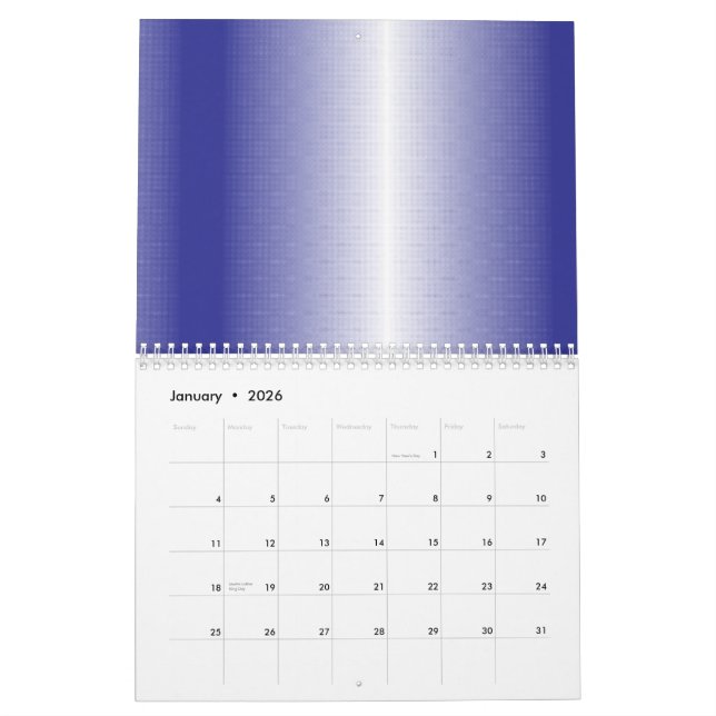 Calendrier Un motif géométrique bleu complexe avec symétrie (Jan 2026)