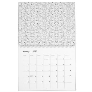 Calendrier Un motif texturé aux teintes blanches et grises,