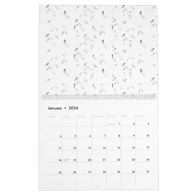 Calendrier Une disposition visuellement attrayante de blanc e (Jan 2026)