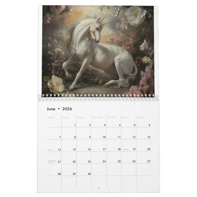 Calendrier Unicorne mystique (Jun 2026)