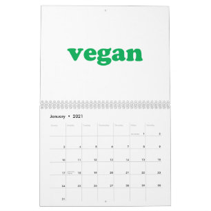 Calendrier Végétal blanc et vert typographie moderne