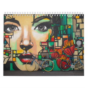 Calendrier Vélos sur le mur de Graffiti