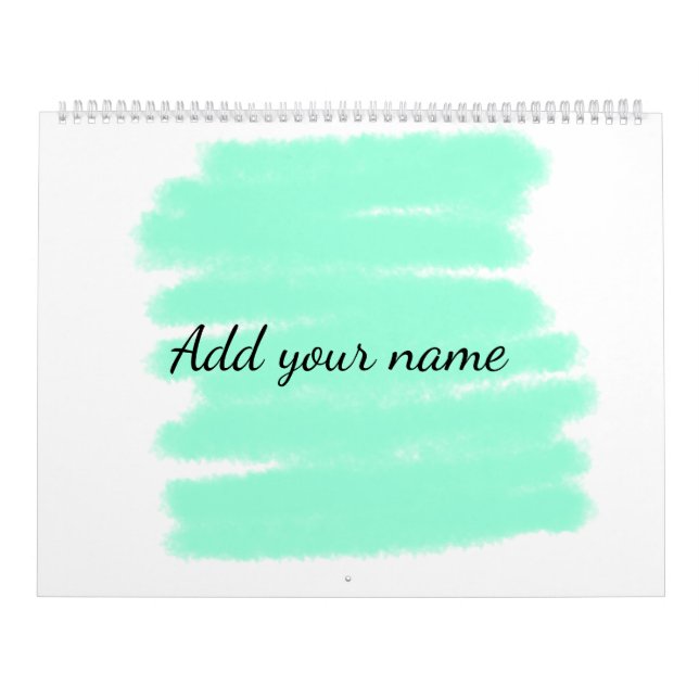Calendrier Vert aquarelle ajouter nom message texte lancer (Protection)