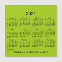 Calendrier vert jaune 2021 par Janz 5x5 Magnet