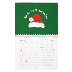 Calendrier Vert Rouge Blanc Santa Joyeux Noël