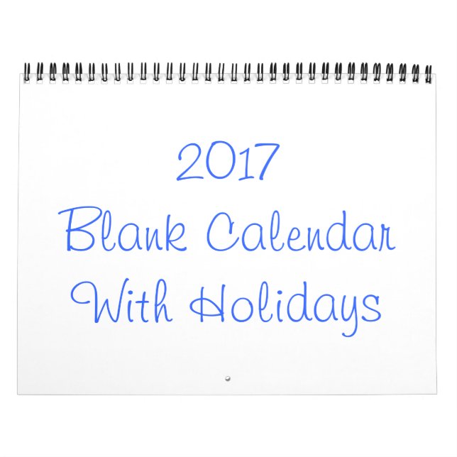 Calendrier Vide 2017 Avec Vacances (Protection)