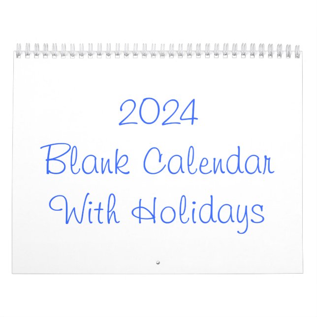 Calendrier Vide 2024 Avec Vacances (Protection)