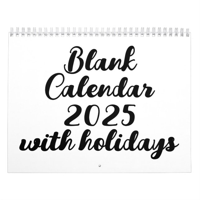 Calendrier Vide 2025 Avec Vacances (Protection)