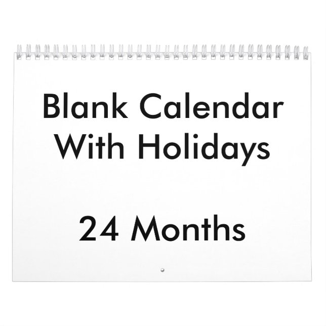 Calendrier vierge de 24 mois avec jours fériés (Protection)