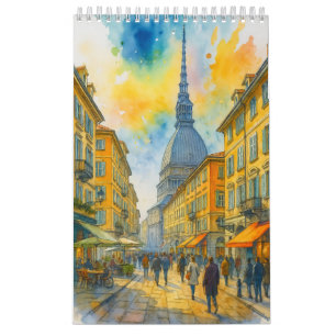 Calendrier Villes aquarelles du monde 2026 Art de voyage