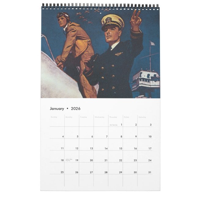 Calendrier vintage 2012 d'affiche de guerre (Jan 2026)