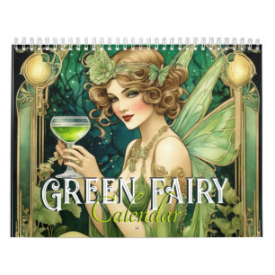 Calendrier Vintage Art Nouveau Green Fairy Imaginaire Fae Fem