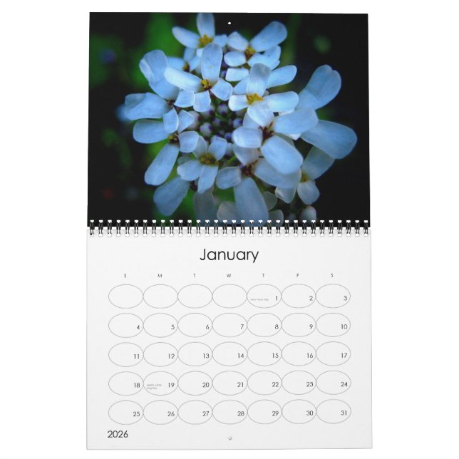 Calendrier vintage de fleur (Jan 2026)